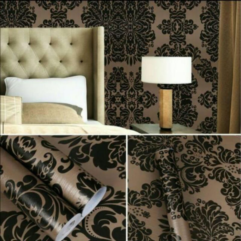 Wallpaper Dinding Aesthetic Wallpaper Dinding Motif Batik Coklat Hitam Dinding Wallpaper Wallpaper D