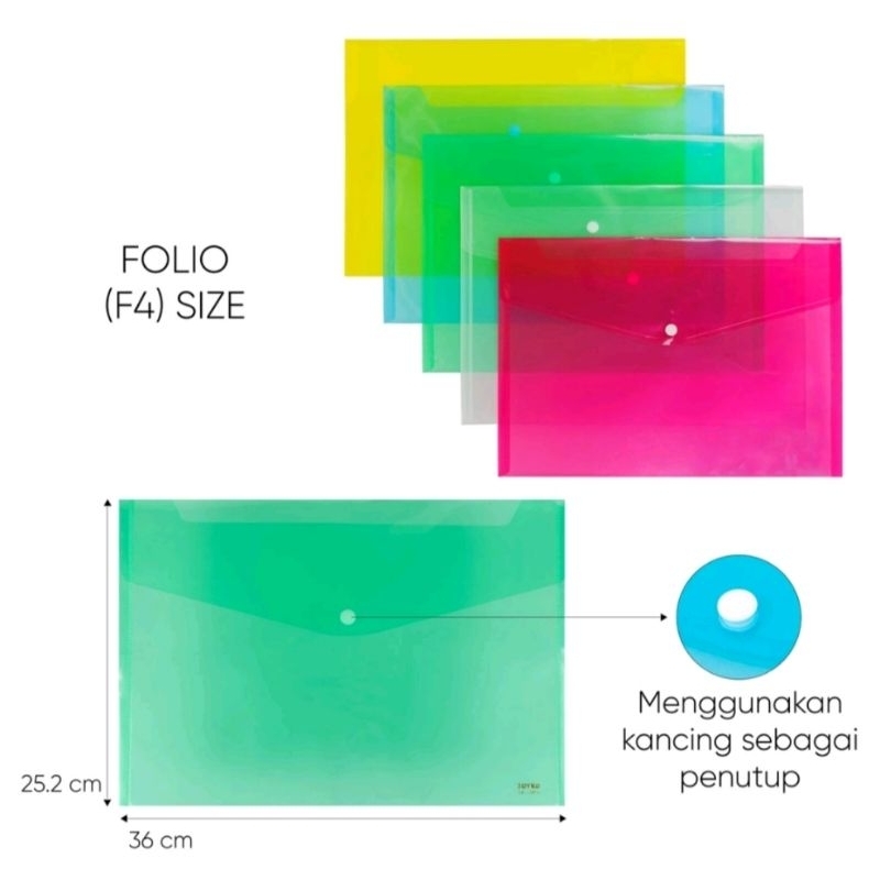 

Map Data/Map Kancing Amplop Plastik Kancing F4 Harga per Lusin 12pcs