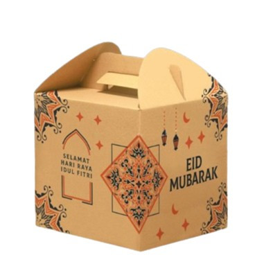 

( 5 Pcs )Kardus Hampers Parsel Motif Eid Mubarok Bahan Karton Edisi Lebaran hari raya Idul Fitri Dus Sembako Ukuran 30x26x26 Cm