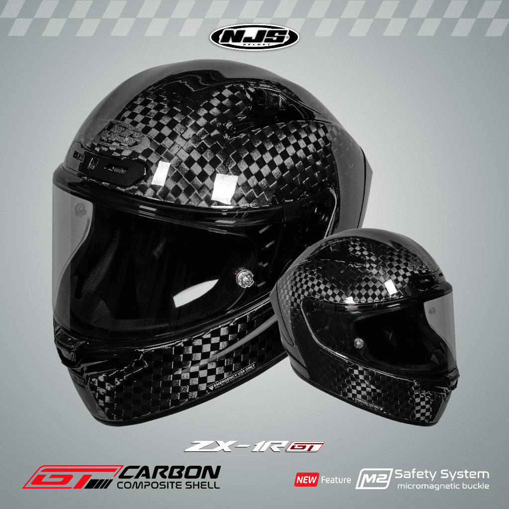 NJS ZX-1R GT Carbon Spreadtow Gloss/Doff - Helm Full Face (FREE PINLOCK) - Helm Full Face | NJS GT |