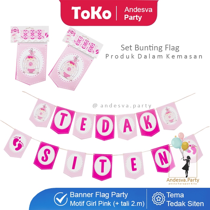 banner tedak siten pink Girl / bunting flag tedak siten Pink / banner tasyakuran Tedak Siten girl