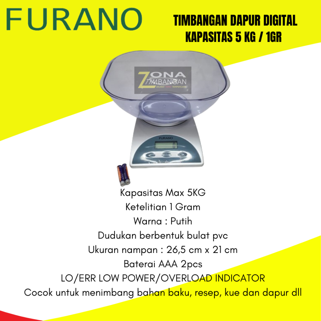 timbangan dapur digital FURANO 3250 kapasitas 5 kg