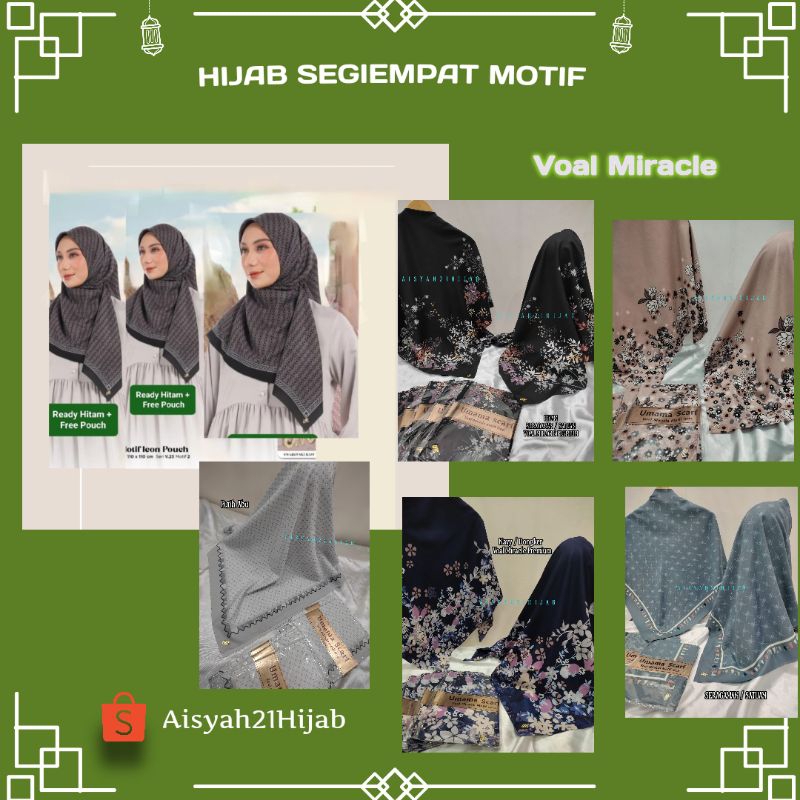 Aisyah21Hijab | Hijab Segiempat Motif | Logo UM