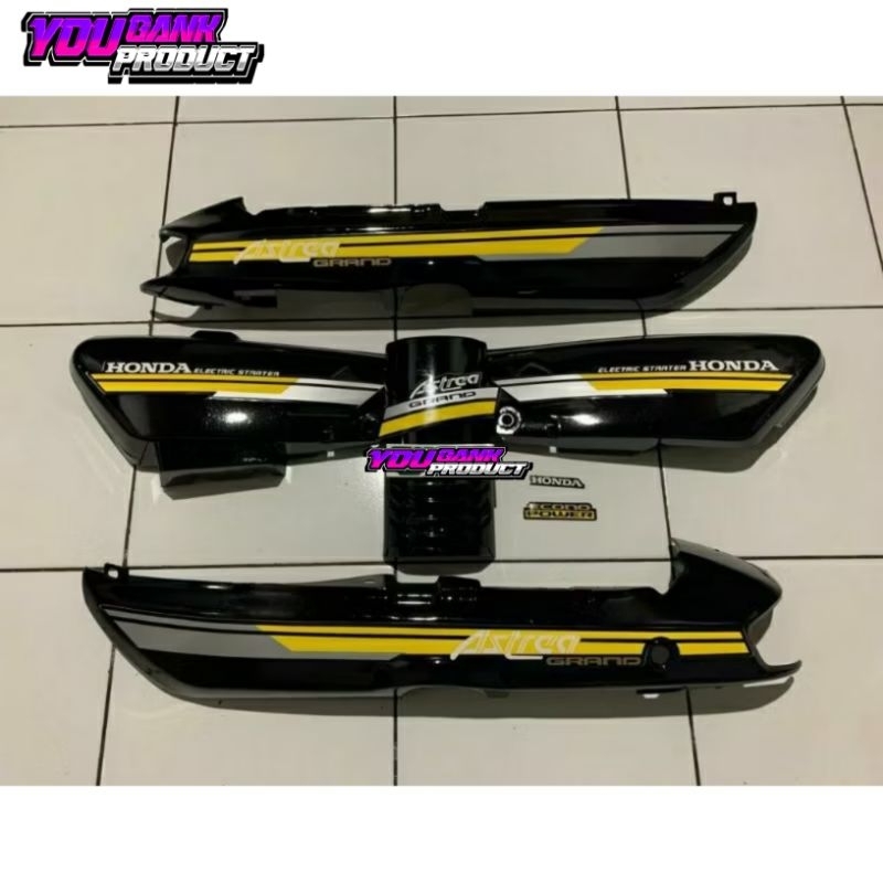 Cover body set astrea grand bulus setriping kuning silver honda astrea grand bulus grand pacul
