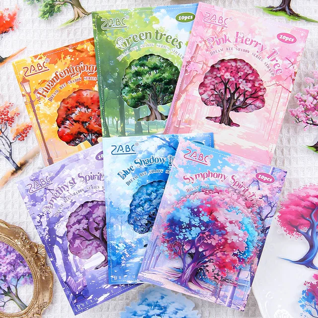 

10pcs/pack Beauty Tree Shadow PET Stickers