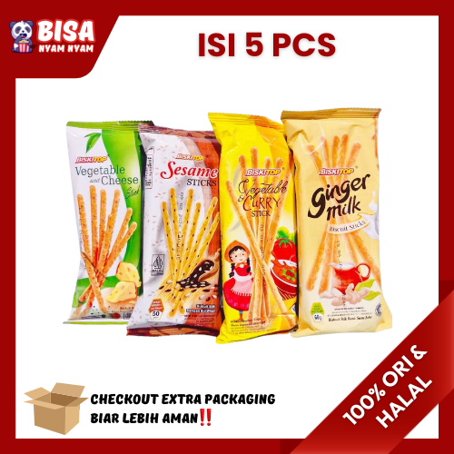 

BISKITOP - VEGETABLE STICK 50g (5 PCS) Biskuit Anak Dewasa Enak Renyah Biscuit Stik