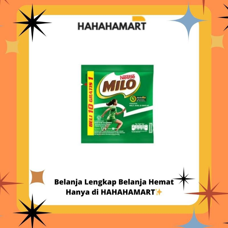 

✨️hahahamart_sby✨️ MILO SACHET 22 GR || HARGA PER 1RENTENG ISI (10 PCS + 1PCS BONUS)