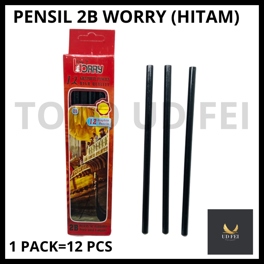 

(1 PACK= 12 PCS) Pensil 2b Worry/ Pensil 2B Polos/Pensil 2B Murah