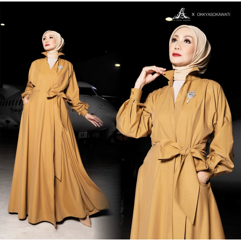 Preloved PL Zanetta Dress / Outer - AYU DYAH ANDARI x Okky Asokawati (Warna Mustard)