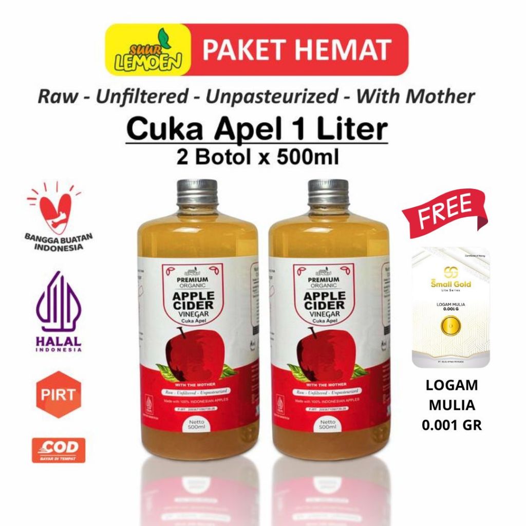 

CUKA APEL Apple Cider Vinegar Premium Suur Lemoen Menormalkan Kolesterol ASAM URAT DARAH TINGGI