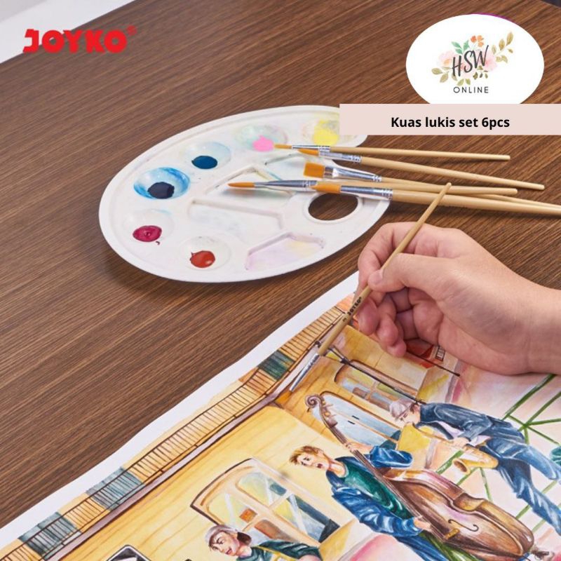 

Kuas Lukis Set Joyko 6 Pcs Kuas No. 2, 4, 6, 8, 10, 12 Paint Brush