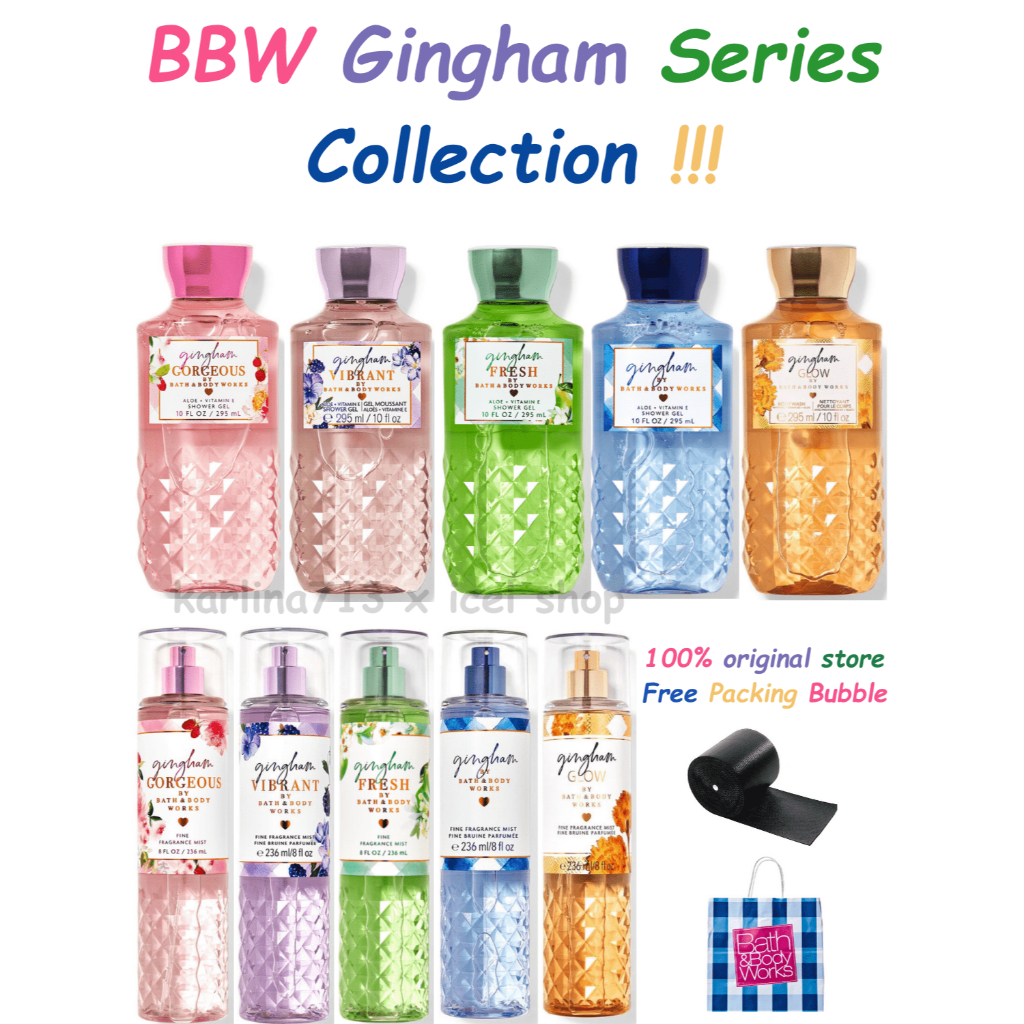 BBW Gingham All Series ( Gingham Glow - Gorgeous - Vibrant - Fresh - Love ) - ( Body Mist - Body Lot