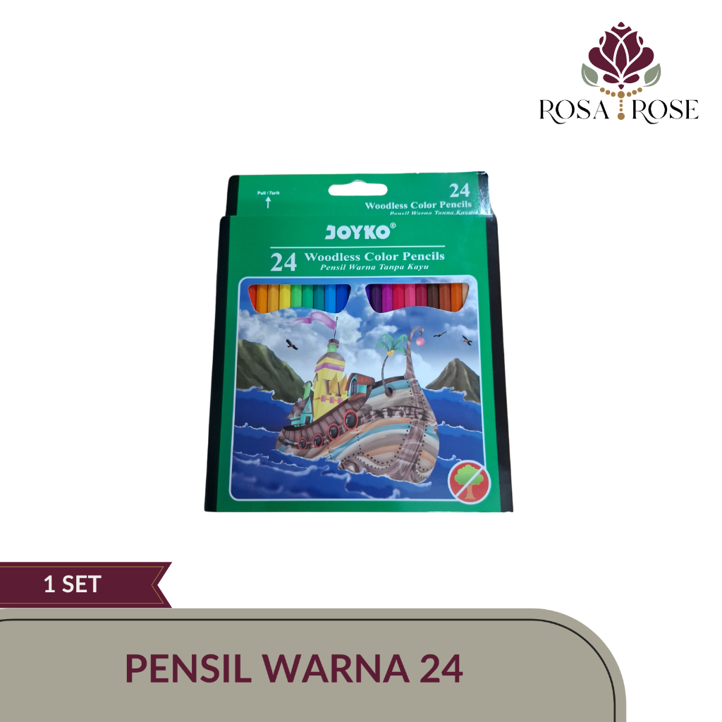

Pensil warna / color pencils woodlesss / tanpa kayu cp-104 isi 24 JOYKO