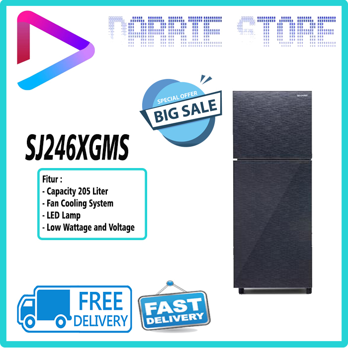 SHARP SJ-246XG-MR/MS KULKAS 2 PINTU SJ246XG SJ246XGMS