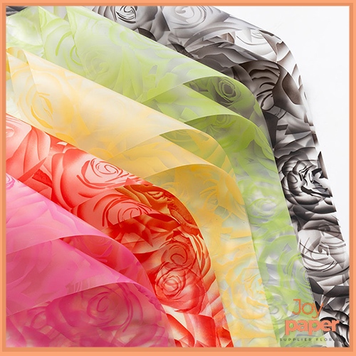 

20 Lembar Kertas Buket Bunga Cellophane Warna Motif Mawar Brokat Paper KB6197