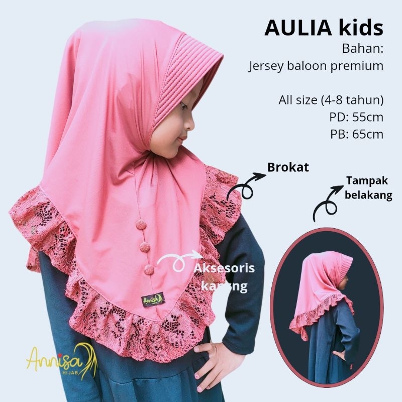 NEW Hijab instan anak brokat original Annisa hijab bahan Jersey Baloon premium