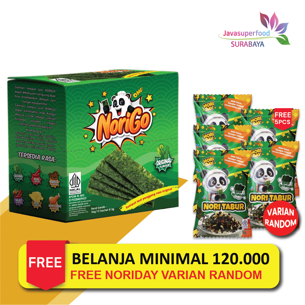 

Norigo / Nori Sachet Seaweed Snack 3g Rumput Laut Halal [DUS]