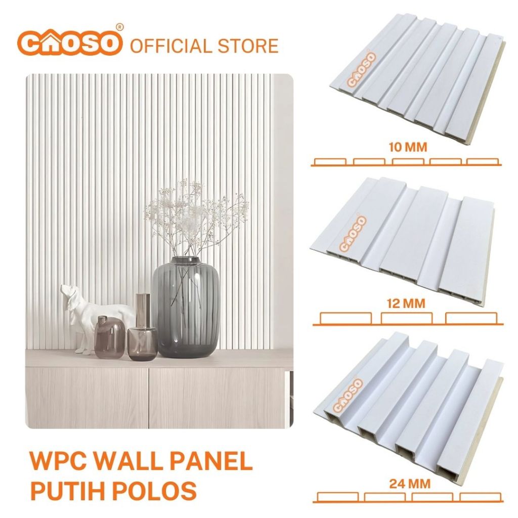 WPC Wall Panel 3 Meter Warna Putih Polos | Wall Panel Wood panel 3M 3D 300 cm | CAOSO