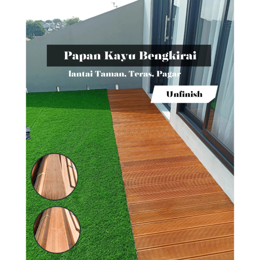 MURAH Lantai Decking Kayu Asli Bengkirai Pagar Kolam Teras Balkon