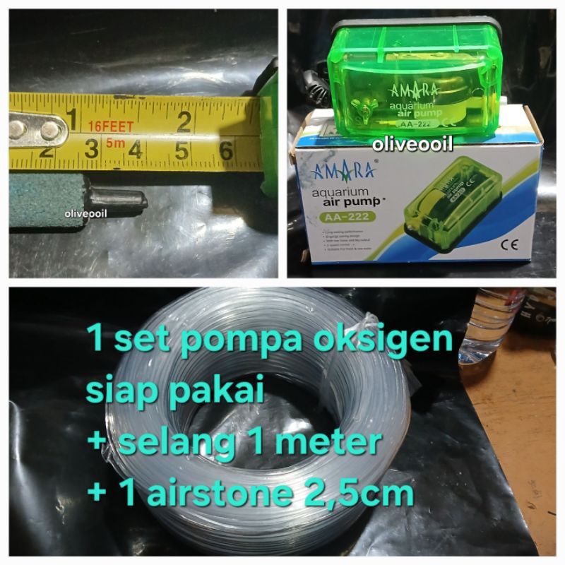Aerator Amara AA 333 Lubang 1 Pompa oksigen udara aquarium 1 set lengkap