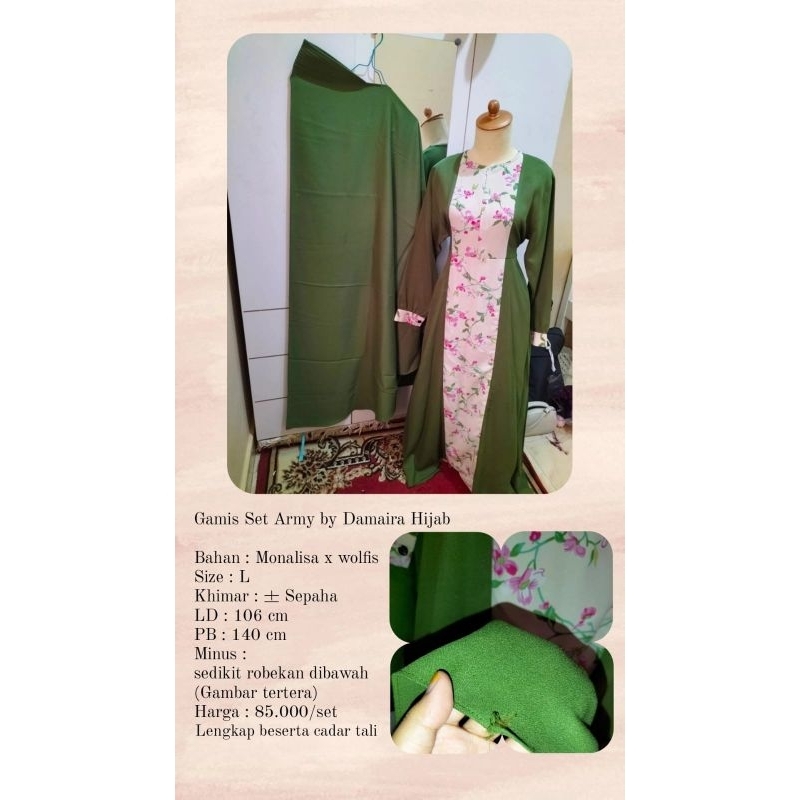 Preloved Setelan Gamis Damaira Hijab