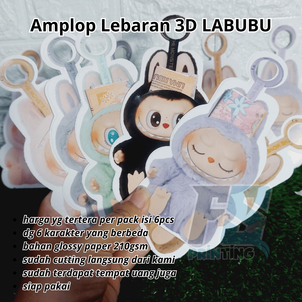 

6pcs amplop lebaran 3D LABUBU