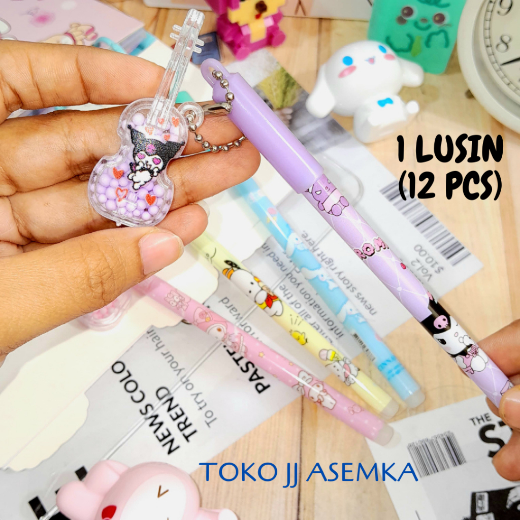 

1 LUSIN (12 PCS) PULPEN BIOLA SANRIO PEN GANTUNGAN MANIK BOLPEN PULPEN PENA ATK SEKOLAH ANAK LUCU