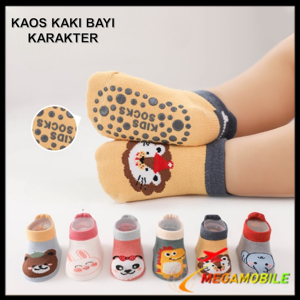 MM Kaos Kaki Bayi Anti Slip Pendek Motif Hewan Kaos Kaki Anak Perempuan Laki Laki Polos Lucu Baby So