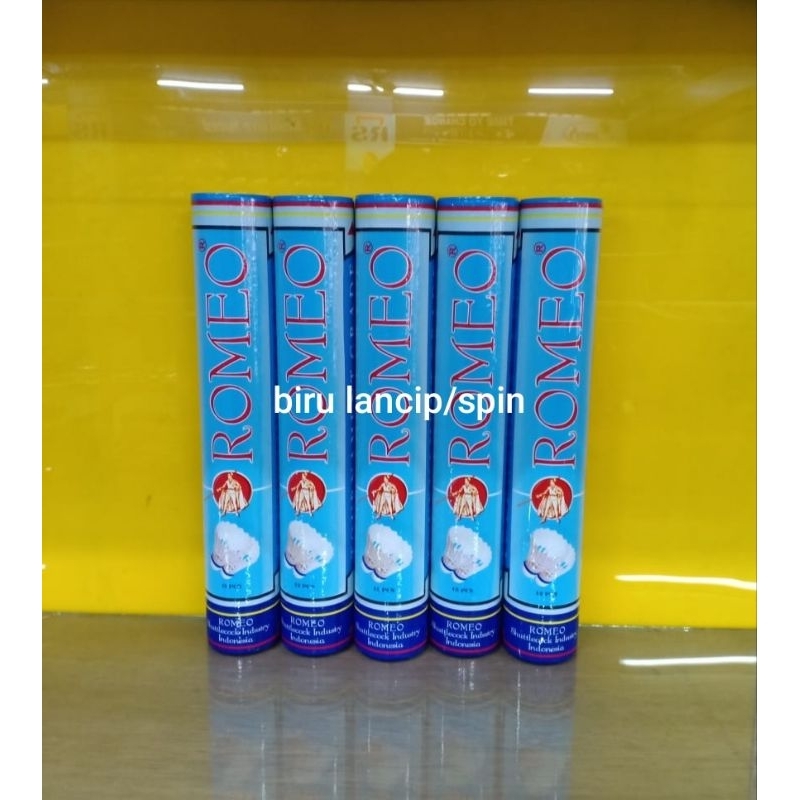 shuttlecock Romeo biru lancip/spin, kok romeo biru lancip