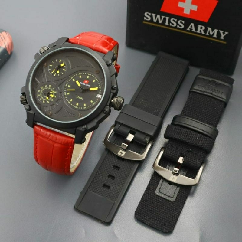 BISA COD.Jam Tangan Pria Swiss A Tali Leather Canvas