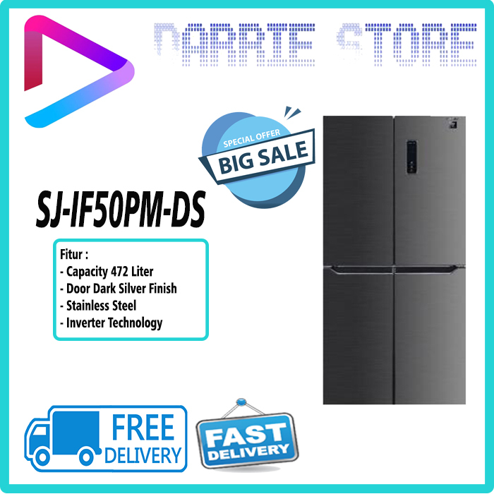 SHARP SJ-IF50PM-DS Kulkas 4 Pintu Multi Door Inverter Plasmacluster Ion SJ-IF50PM SJ-IF50 SJIF50PM S