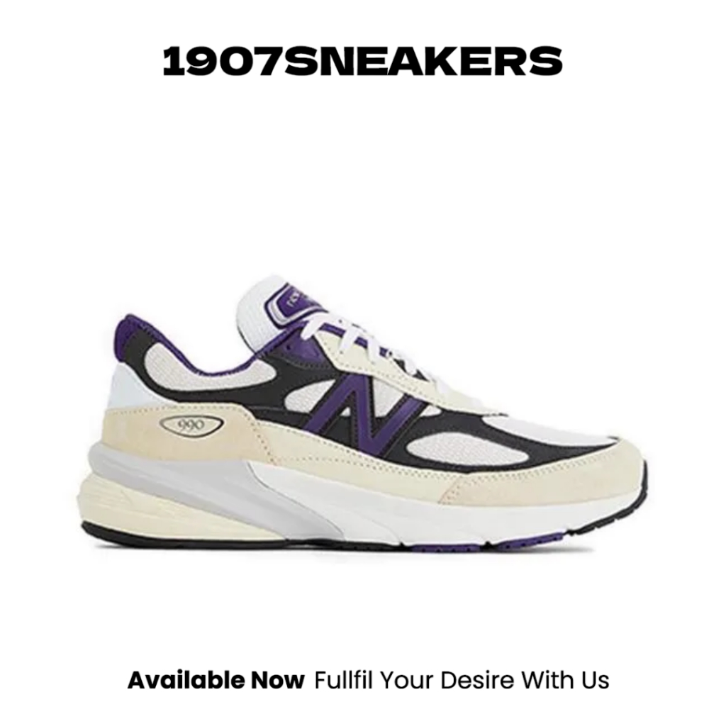 Sepatu Sneakers Pria New Balance Made in USA 990 v6 - Ivory/Purple ORIGINAL NEWU990WB6
