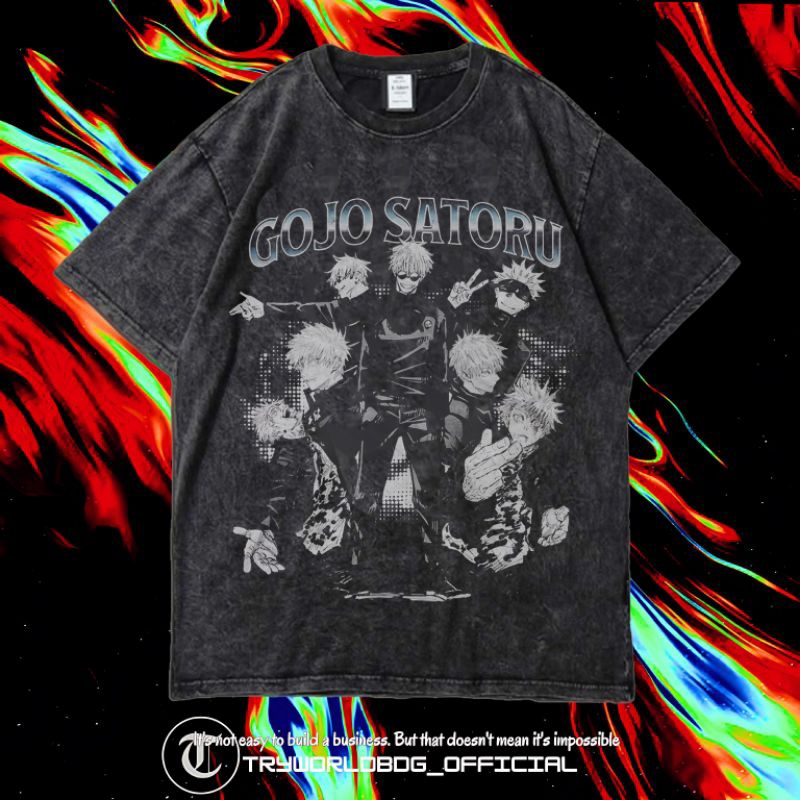 TRYWORLDBDG OFFICIAL "GOJO SATORU" KAOS OVERSIZED | KAOS WASHED | KAOS ANIME | STONE WASH | OVERSIZE