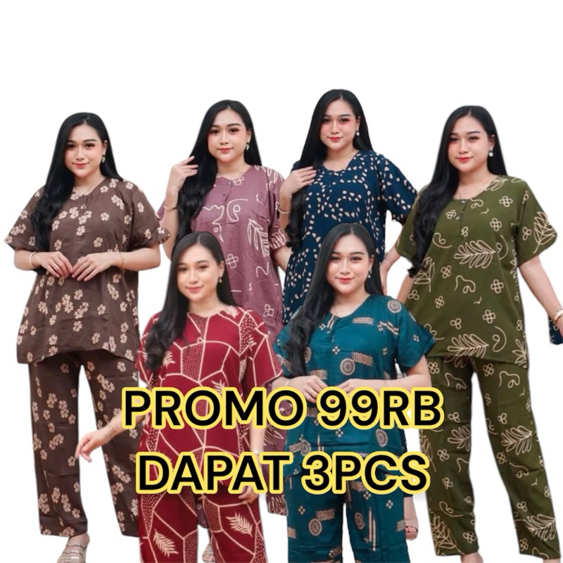 PROMO 90RB DAPAT 3 SETELAN CP/SETELAN CELANA PANJANG WANITA TERLARIS/SETELAN RAYON WANITA/PIYAMA TER