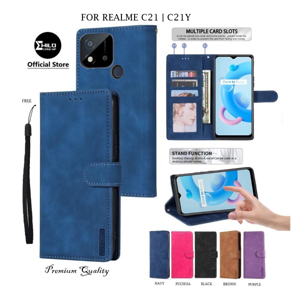 Wilocase Realme C21 | C21Y Premium Case Flip Wallet Kulit - Casing Dompet Hp