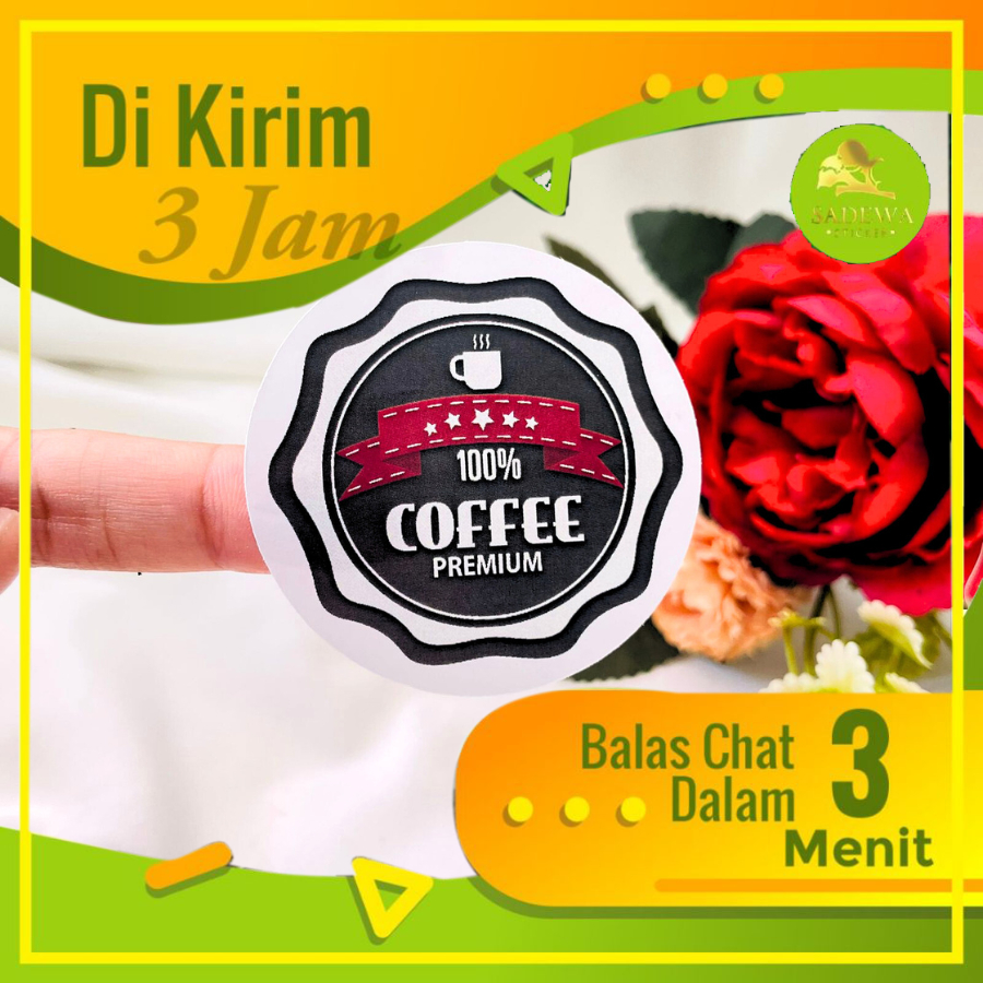 

2-4 Sticker Bulat Edisi Coffe Shop Sadewa Stiker Label Kopi Kemasan Botol Cup Coffee Chromo Uk.Kecil