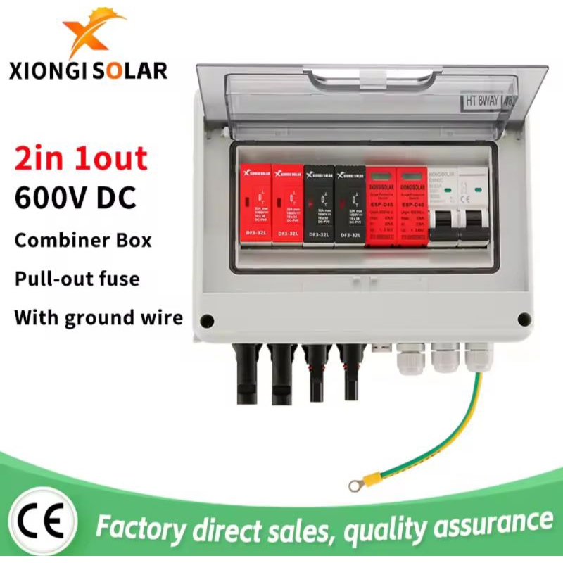 Combiner Box Solar PV Fotovoltaik 2in 1Out DC 600V Fuse MCB SPD