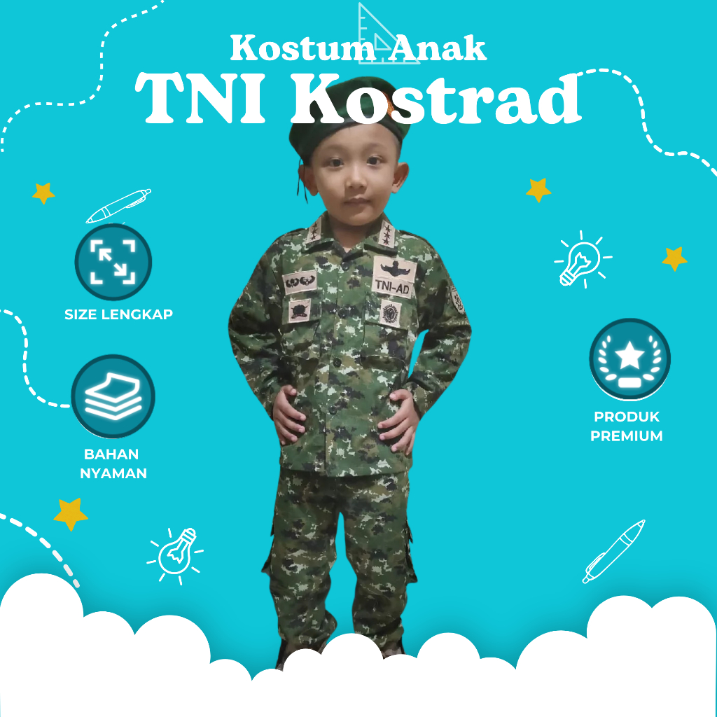 LORENG TNI AD-KOSTRAD + Mainan / BAJU PROFESI ANAK / KOSTUM ANAK/BAJU TENTARA ANAK KOSTRAD