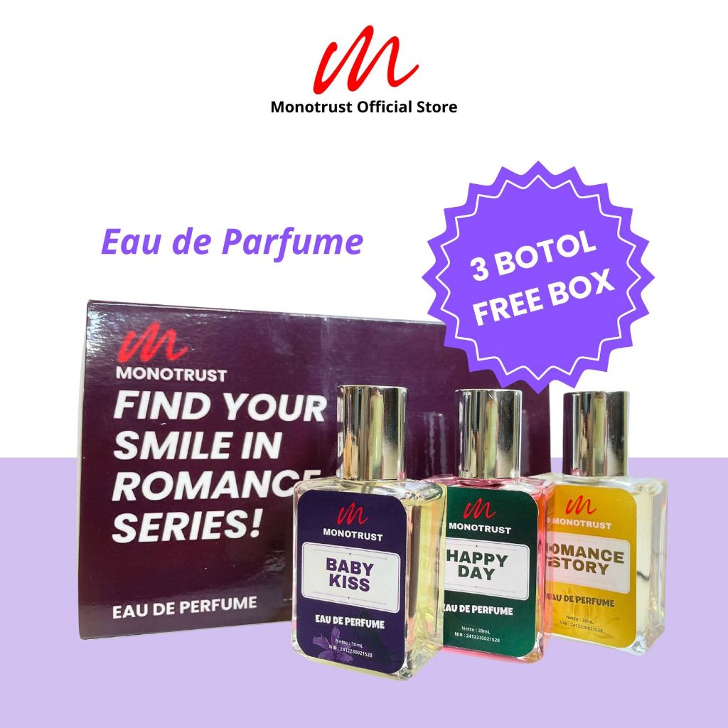 3 Botol Parfum Romance Series @30mL Aroma Wangi Tahan Lama Woody Sweet Sweat Minyak Baju Spray Sempr