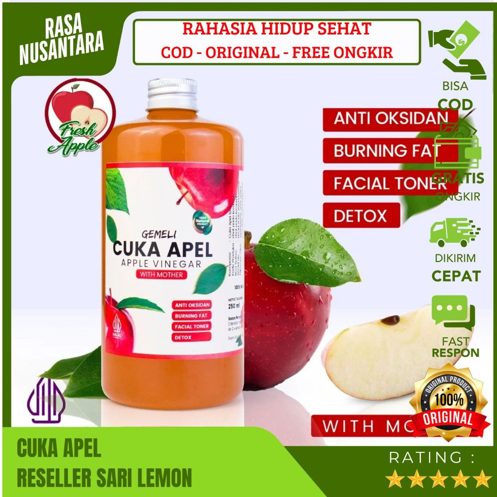 

GEMELI CUKA APEL ORIGINAL (GRATIS ONGKIR) Cuka Apel 250ML,500ML,1L/Cuka Apel Original Buat Diminum/Cuka Apel Untuk Kesehatan & Diet/Apple Cinder Vinegar With Mother/Cuka Apel Untuk Obat & Diabetes/Cuka Sari Apel Asli Untuk Kuit,Wajah/Cuka Apel Bragg