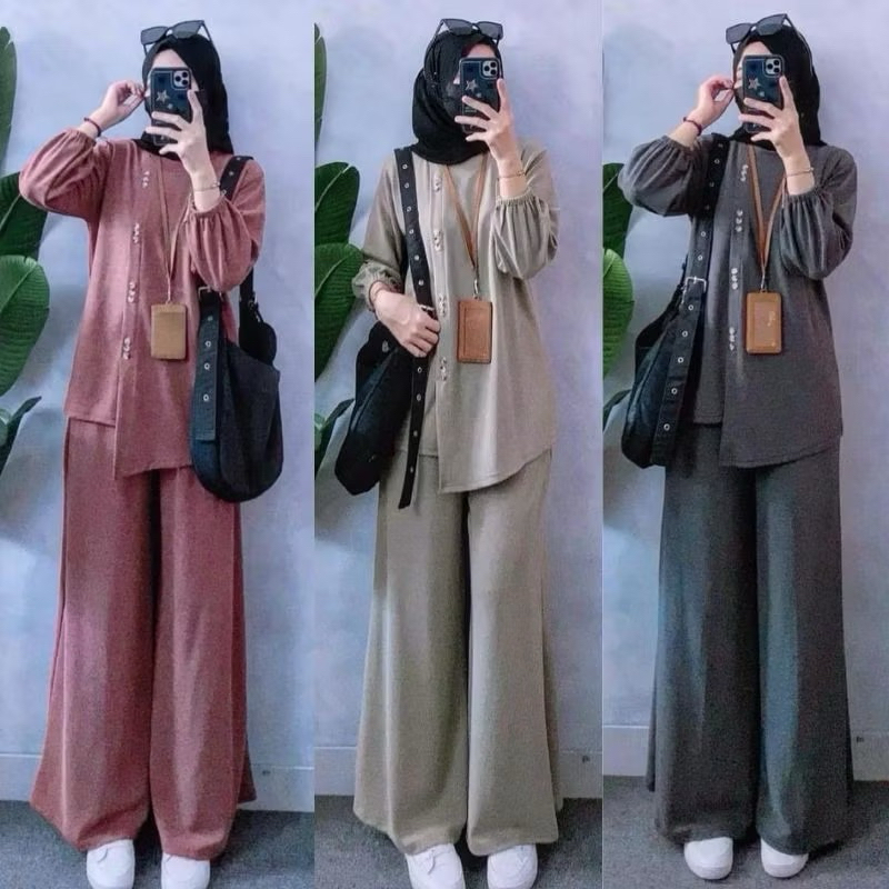 Setelan Wanita Lapina Set Celana Cutbray Cringkel Air Flow Jumbo Set | PREMIUM QUALITY | COD