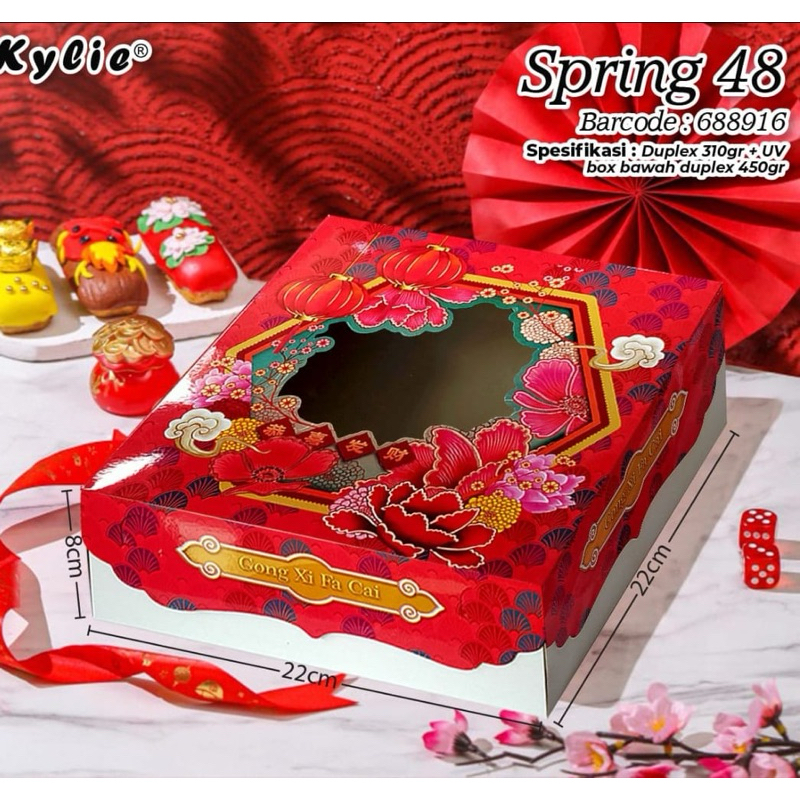 

Box Imlek Spring Size 22x22, T8cm (Per 10pc)/ Packaging Chinese New Year