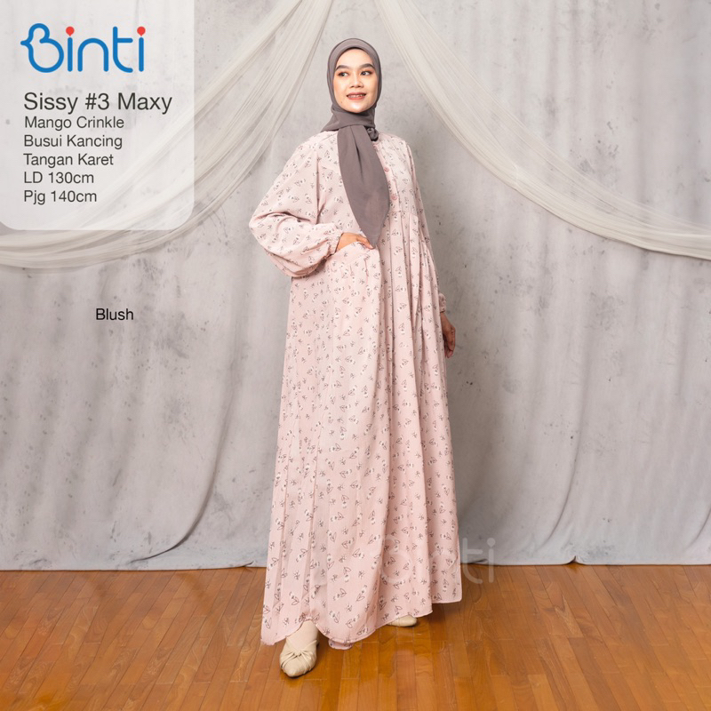 Gamis Motif Sissy Maxy By Binti matt Mango Crincle Busui Kancing ld 130