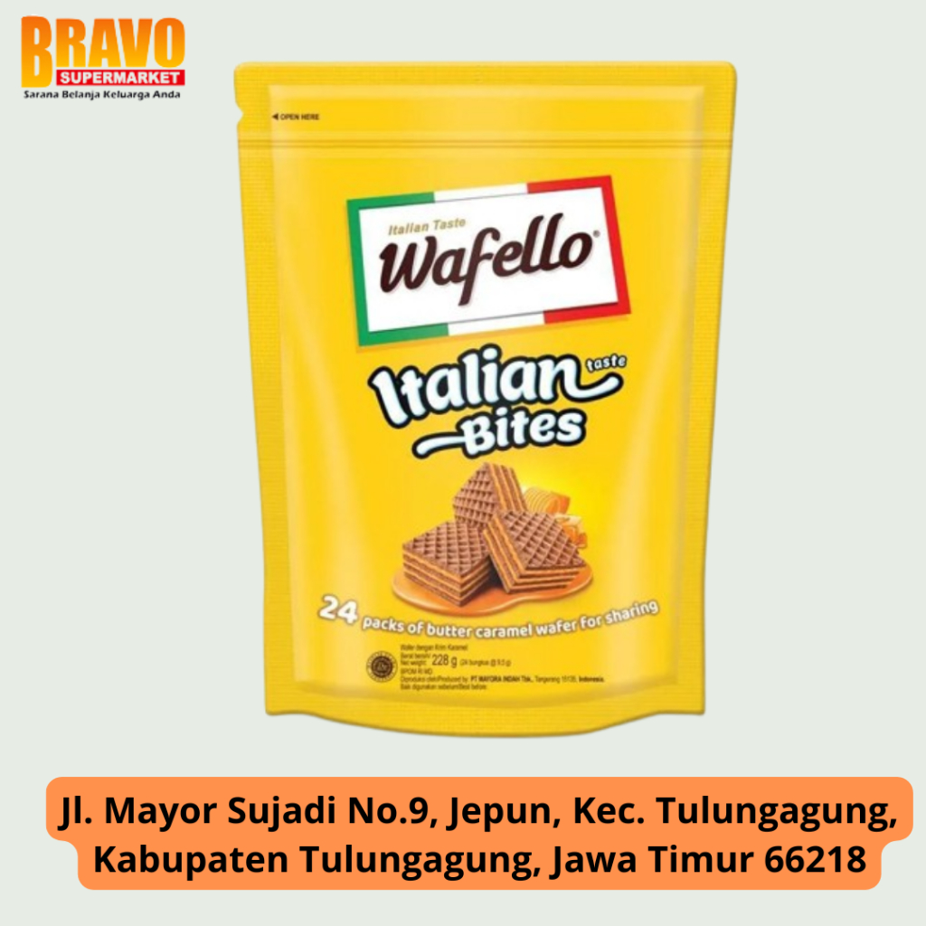 

Bravo Supermarket Tulungagung - Wafer Wafello Italian Bites Caramel Pouch 228gr