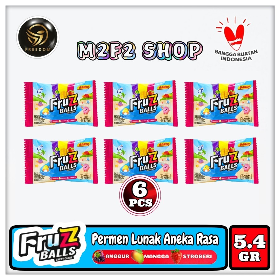 

Fruzz Balls Chewy Candy | Permen Kembang Gula Bola Aneka Rasa Buah Sachet - 5,4 gr (Kemasan 6 Pcs)