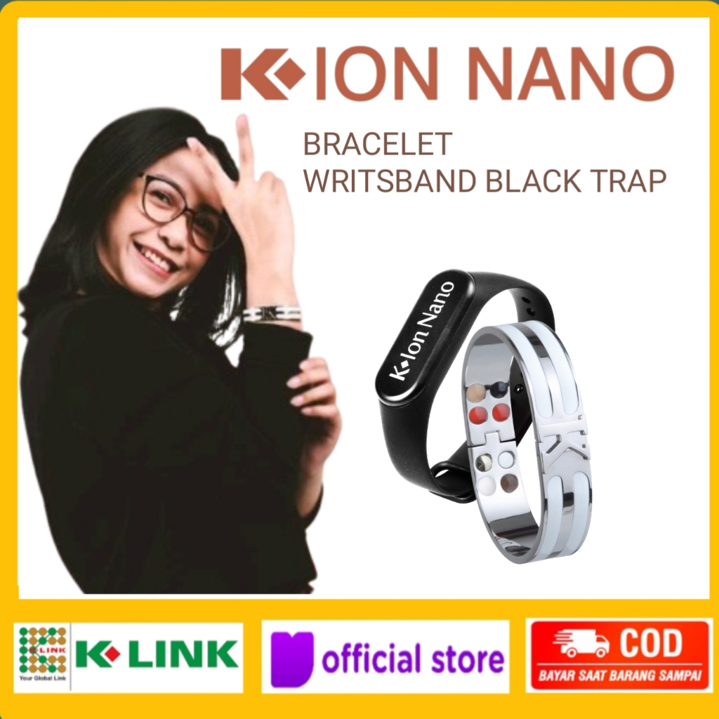 GELANG KESEHATAN K ION NANO BRACELET  DAN K ION NANO WRITSBAND BLACK TRAP