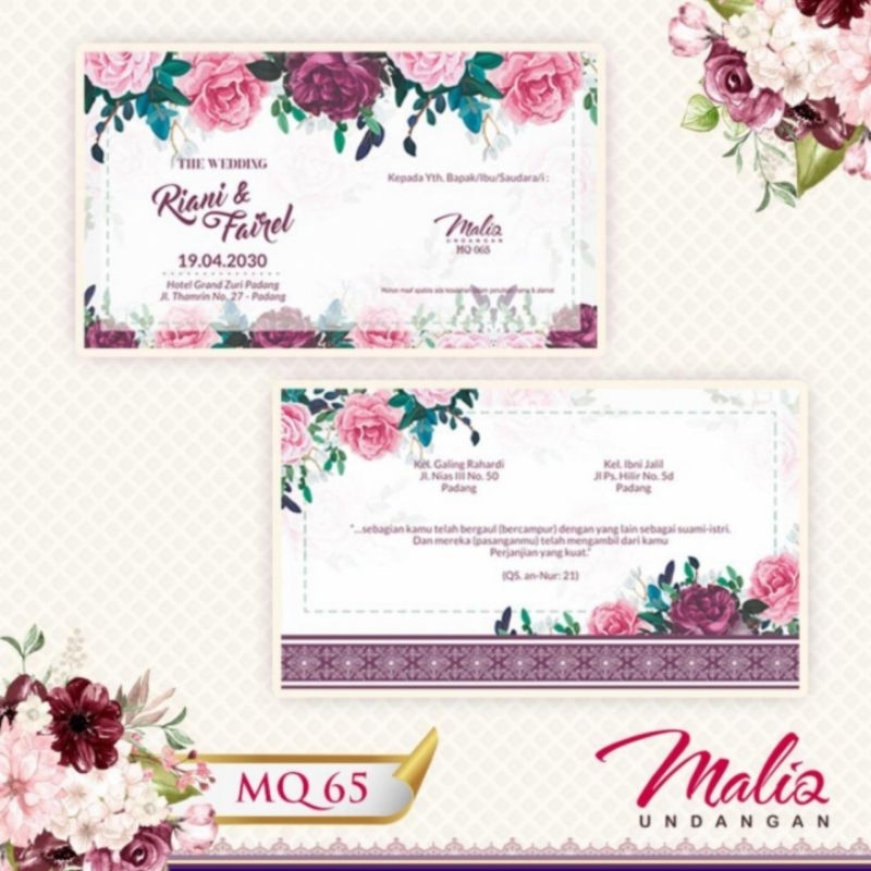 UNDANGAN PERNIKAHAN Maliq 65, Maliq 66, Maliq 67, Maliq 68