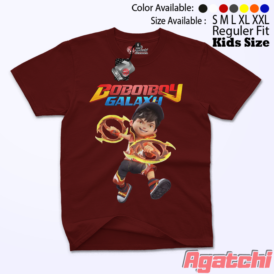 Baju Kaos Atasan Anak Laki - Laki Agatchi Motif Boboiboy Galaxy - Kuasa Api