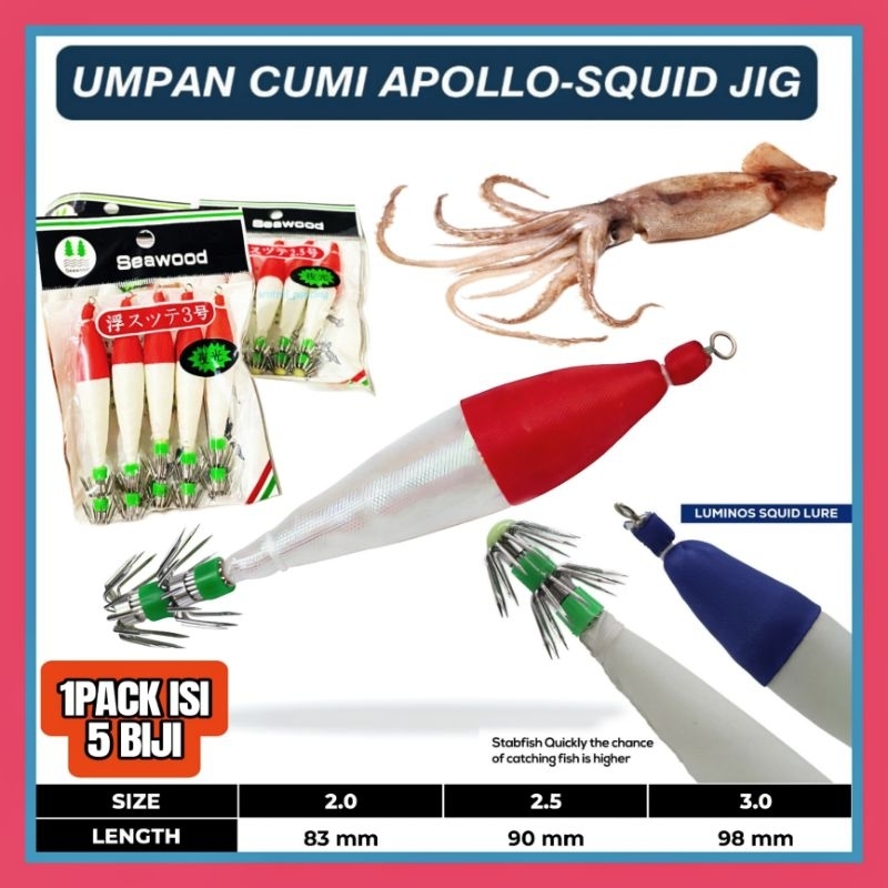 UMPAN CUMI SQUID HOOK APOLLO 1 PACK ISI 5
