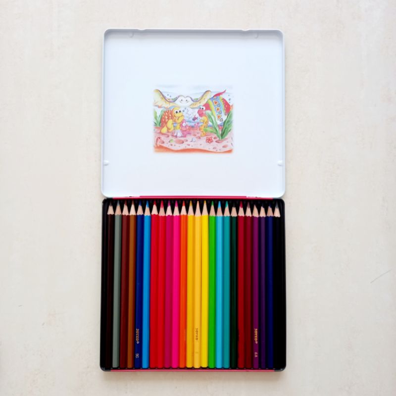 

RB [ KEMASAN KALENG ] Color Pencil 24 Warna Pensil Warna Joyko CP-24TC Panjang